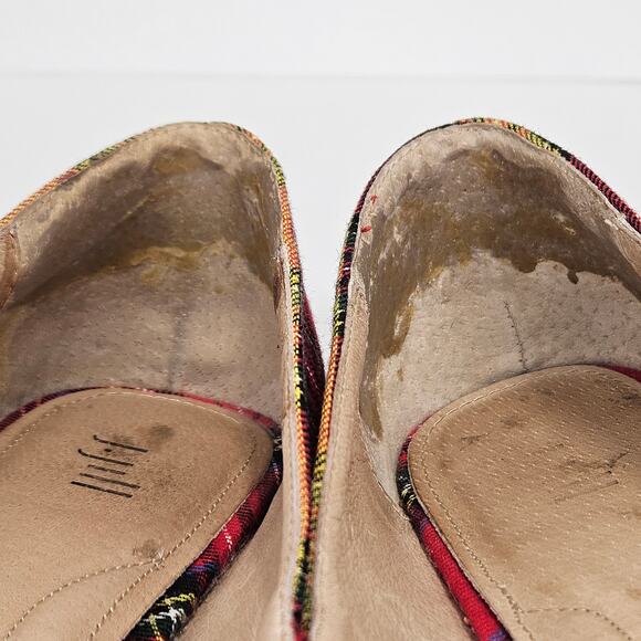 Red Tartan Plaid J. Jill‎ Simone Pointy Toe Flats With Bow Size 8.5 - Picture 3 of 8